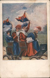 University of Pennsylvania Four Women Riding in a Carriage College Girls Postcard Postcard Postcard