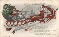 Santa and His Sleigh and Reindeer. Postcard