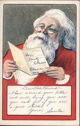 Santa Reading a Letter Postcard