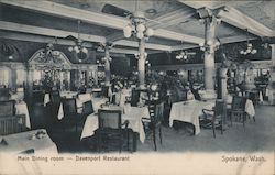 Main Dining Room - Davenport Restaurant Postcard