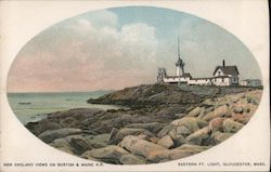 New England views on Boston and Maine R.R. - Eastern Pt Light Gloucester, MA Postcard Postcard Postcard