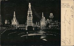 Night Scene at Luna Park Postcard