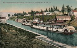 Columbia River Steamers in Cascade Locks, on Line of Or. & N.Co Postcard