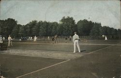 Tennis Court With People Playing Tennis Postcard