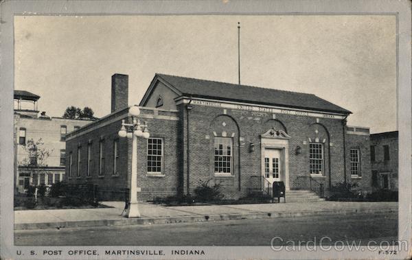 U. S. Post Office Martinsville, IN Postcard