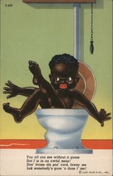 Boy Stuck in Toilet Postcard