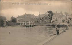 Pavilion and Bathing Beach, Manahawkin Lake New Jersey Postcard Postcard Postcard