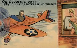 Army Pilot Peeping Tom Postcard