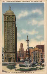 Lafayette Square, Liberty Bank Building, City Hall Buffalo, NY Postcard Postcard Postcard