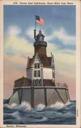 Racine Reef Lighthouse, Three Miles from Shore Wisconsin Postcard Postcard Postcard