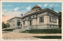 Carnegie Public Library and U.S. Post Office Jeffersonville, IN Postcard Postcard Postcard