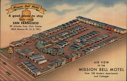 Air View of the Mission Bell Motel Postcard