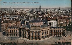 K.u.K. Hofburgtheater und Panorama vom Rathaus Wien, Austria Postcard Postcard Postcard