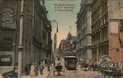 Pitt Street showing A M P buildings on right Sydney Postcard