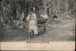 Man in Feathered Headdress Pulling a Rickshaw Postcard