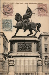 Place Royale - Statue de Godefroid de Bouillon Bruxelles, Belgium Postcard Postcard Postcard