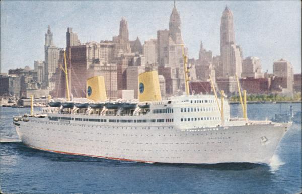 Swedish American Line - Gothenburg Direct New York Cruise Ships Postcard