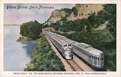 Vista Dome Twin Zephyrs Trains, Railroad Postcard Postcard Postcard