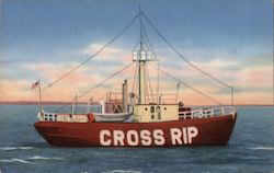 Cross Rip - Light Ship Between Oak Bluffs and Nantucket, Mass. Postcard