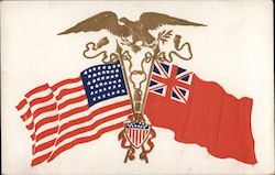 American and British flags Postcard Postcard Postcard