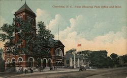 View Showing Post Office and Mint Charlotte, NC Postcard Postcard Postcard