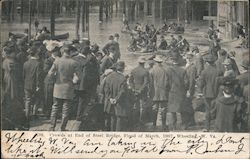 Crowds at End of Steel Bridge, Flood of March, 1907 Wheeling, WV Postcard Postcard Postcard