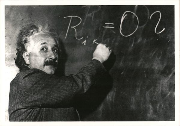 Albert Einstein Writing on Chalkboard Men Postcard