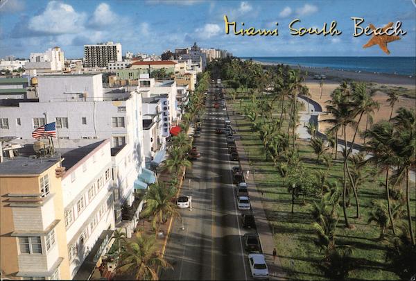 South Beach Ocea Drive And Art Deco Hotels Miami Fl Postcard