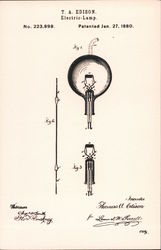 Edison Electric-Lamp Patent Drawing Modern Large Format Postcard Postcard Postcard