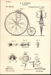 Bicycle Patent Drawing, 1887 Poster Style Postcard Postcard Postcard