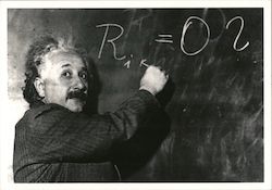 Albert Einstein Writing on Chalkboard Men Postcard Postcard Postcard