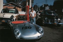 James Dean with his Porsche Spider 550 Los Angeles, California, 1955 Actors Postcard Postcard Postcard