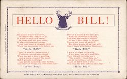 Hello Bill! poem card Elks Club Postcard Postcard Postcard