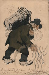 Old Man with Basket on Back Postcard