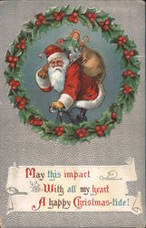 Christmas Greetings Santa Claus Postcard Postcard Postcard