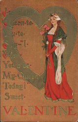 Sweet Valentine - picture of elegant Queen, and short poem Women Postcard Postcard Postcard