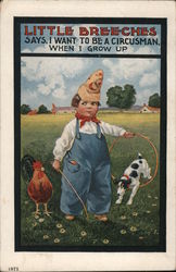 Little Breeches says "I want to be a Circusman when I grow up" - child with dog jumping through hoop Wall Postcard Postcard Postcard