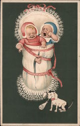 Two Babies Crying Over Stolen Milk Postcard Postcard Postcard