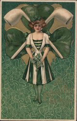 St. Patrick's Day Woman with Irish Clay Pipes Samuel L. Schmucker Postcard Postcard Postcard