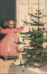 Child Excited About Christmas Tree: Merry Christmas Postcard