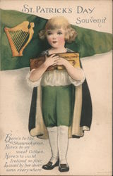 ST. PATRICK'S DAY SOUVENIR - CHILD HOLDING MUSIC BOOK Ellen Clapsaddle Postcard Postcard Postcard