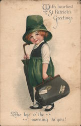 Young Child Dressed in Green Offers St. Patrick's Greetings St. Patrick's Day Postcard Postcard Postcard