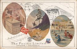 The Pacific Limited, Chicago - California, The Chicago Milwaukee and St. Paul Railway Locomotives Postcard Postcard Postcard