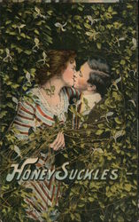 Honey Suckles - Man and Woman Kissing Couples Postcard Postcard Postcard