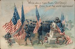 Soldiers Carrying American Flags Memorial Day Postcard Postcard Postcard