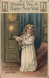 Girl Up at Midnight: Wishing You a Happy New Year Children Postcard Postcard Postcard