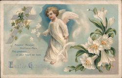 Easter Greeting - Angel, Cross and Ivy and White L Postcard