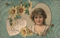 A Gift of Love, Pretty Woman and Daisies Postcard