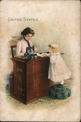 Woman Sewing on Singer Sewing Machine Advertising Trade Card Trade Card Trade Card