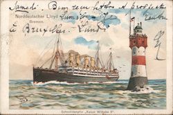 Fast Steamer "Kaiser Wilhelm II" - Norddeutscher Lloyd Bremen Postcard